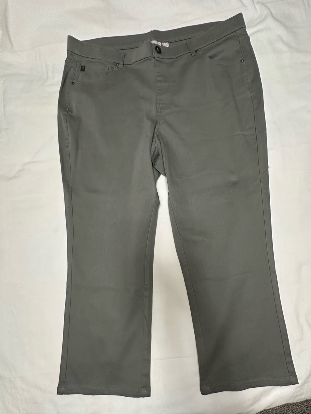 Belle by Kim Gravel Women’s Gray Straight-Leg Chinos